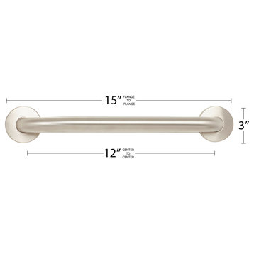 CuVerro Copper Alloy Antimicrobial, Grab Bar, Satin Stainless Finish, 12"