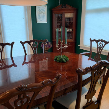 Long Oval Mahogany Dining Table with Chippendale Chairs