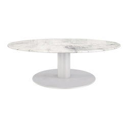 Modloft Bleecker Low Coffee Table, White Marble - Coffee Tables