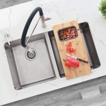 Over The Sink Cutting Board with Collapsible Container