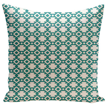 Geometric Decorative Pillow, Lake Blue, 16"x16"