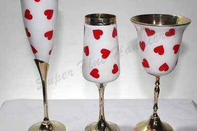 Heart Brass Wine Cups