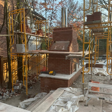 Outdoor Brick Fireplace Backyard