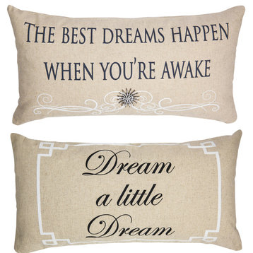 Dreams Motivational Double Sided Linen Pillow With Removable Silver Pin