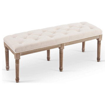 Tufted Fabric End of Bed Bench for Bedroom Living Room Hallway More, Beige
