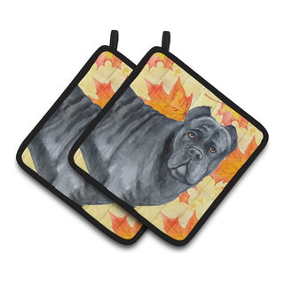 Lavish Home Set of 2 Cotton Pot Holders Flame Heat Protection Big