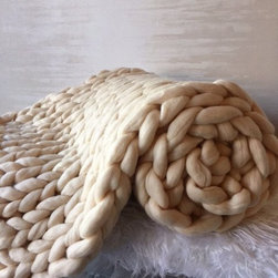 Chunky Merino Throw - Sand - Throws