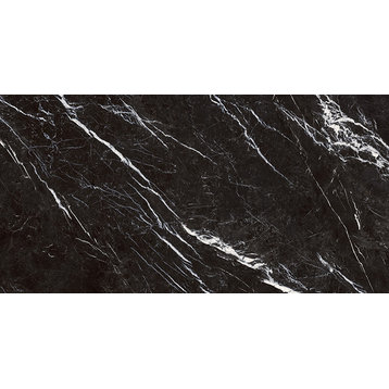 Marquina Black Marble Look Rectified Porcelain Tile Matte, 30x60