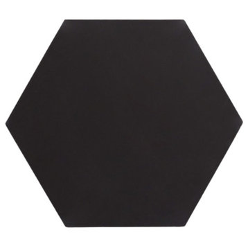 8"x9" Menara Handmade Cement Tile, Black, Set of 12