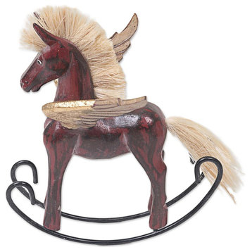 Flying Horse, Red Wood Sculpture