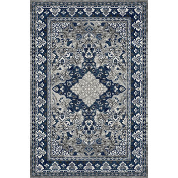 Kaleigh Updated Traditional Area Rug - Gray and Blue - 2' 7" X 8'