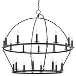 Hudson Valley Lighting - Howell 20-Light Chandelier Aged Iron Finish - Metal arches bring a smooth dome-shape and add an interesting twist to this traditional wagon-wheel chandelier. Candelabra bulbs around the circumference provide an abundance of bright, beautiful light. Available as a single or double-tier in Aged Brass, Polished Nickel or Aged Iron.