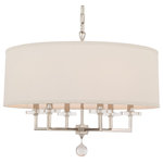 Crystorama - 6 Light Polished Nickel Modern Chandelier - Retro Yet Modern The Paxton Collection Provides Sophisticated Beauty To Any Space. A Polished Nickel Base Supporting A Crystal Pedestal Is Topped With Crisp White Linen Shades; Finished With An Added Element Of A Smooth Crystal Ball The Design Is Simple And Refined. The Chandelier Adds Uncomplicated Streamlined Beauty To Any Space Including A Hall Or Entryway. No Matter Where It Is Hung This Fixture Exude Retro Flair.