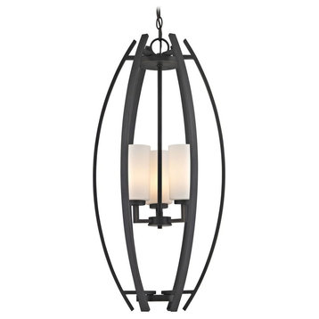 Modern Cage Orb with 3 Lights in Bronze Finish