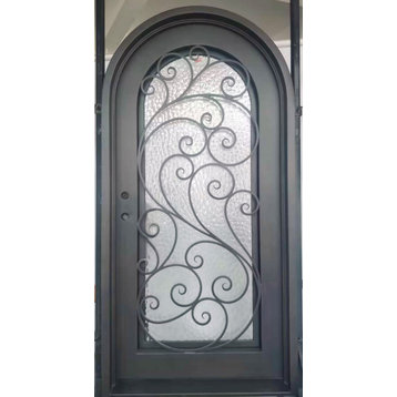 48x96inch Wrought Iron Single Door with High-impact Double Glass, Left Handed