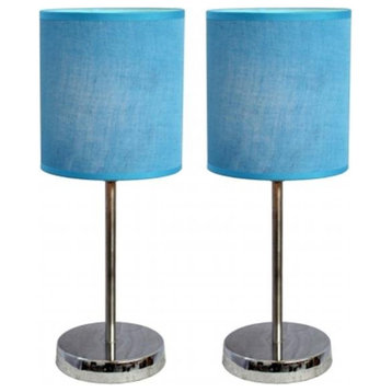 All The Rages LT2007-BLU-2PK Simple Designs Chrome Mini Basic Table Lamp with