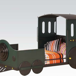 Acme 37505T Tobi Green and Black Train Twin Bed - Baby And Kids