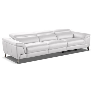 Suki Italian Modern White Leather Sofa With 2 Recliners