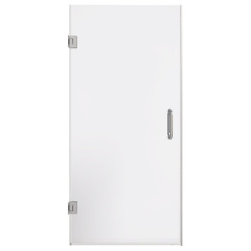 ExBrite 34"x72" Frameless Hinged Shower Door, Matel Silver