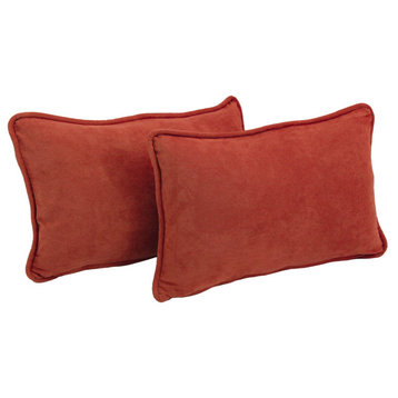 20"X12" Double-Corded Microsuede Back Support Pillows Set of 2, Cardinal Red