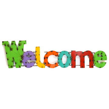 "Welcome" Recycled Metal Sign