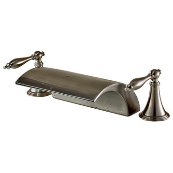 Athenian Double Handled Deck Mounted Brushed Nickel Bathtub Faucet