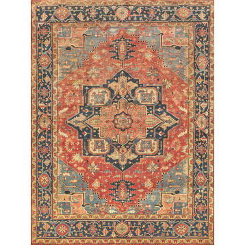 Antique Weave Serapi Hand-Knotted Wool Rust/Blue Area Rug, 14'x18'
