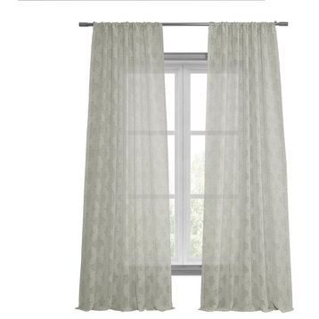 Calais Tile Patterned Linen Sheer Curtain, 50"x96"
