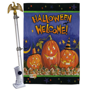Halloween Welcome Vertical Garden Double Sided Flag Contemporary Flags And Flagpoles By Breeze Decor