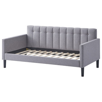 Dana Twin Size Upholstered Day Bed, Gray Fabric