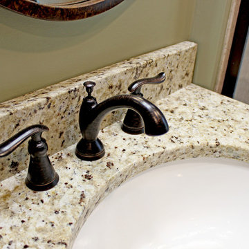 Small Bathroom Remodel with Cultured Marble Shower, Granite Countertops,