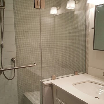 Blue and white bathroom