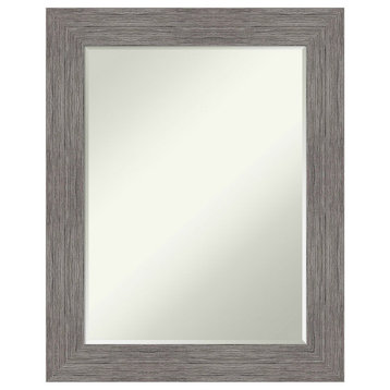 Pinstripe Plank Grey Petite Bevel Bathroom Wall Mirror 23.5 x 29.5 in.