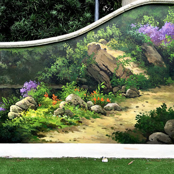 Residential Outdoor Mural for Tennis Court