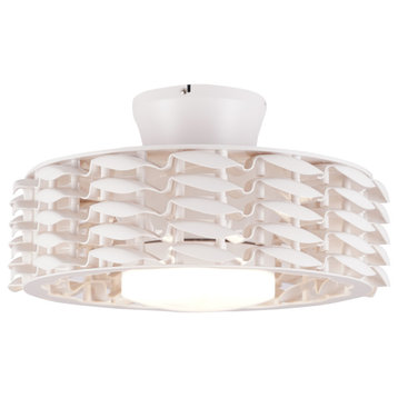 Oceano Bladeless Ceiling Fan, 6 Speeds with LED Light - 23 Inch, White