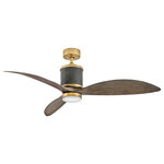 HINKLEY FAN - Hinkley Merrick 60" Integrated LED Indoor/Outdoor Ceiling Fan, Heritage Brass - Merrick blends aesthetic appeal and practicality. Its authentic leather accents add a touch of tradition, while its carefully crafted blades provide just the right balance of contemporary style. Available in a variety of finishes, Merrick is the perfect accent piece to all spaces.