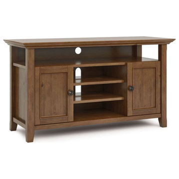 Simpli Home Amherst 54" Solid Wood TV Stand in Medium Saddle Brown