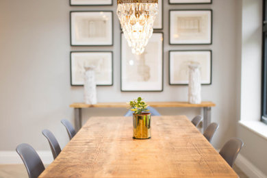 This is an example of a large contemporary dining room in Surrey.