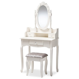 Racquel French Provincial White Wood 2, Coaster Company Bohemian 2 Piece Vanity Set With Matching Seat
