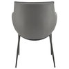 Ronja Armchair, Gray Leatherette With Black Steel Legs Set of 1