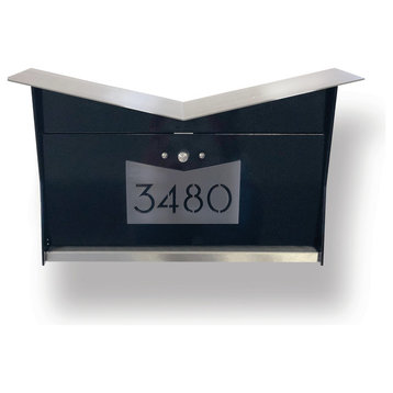 ButterFly Box: Contemporary, Modern, Wall-Mounted Mailbox in Black and Gray