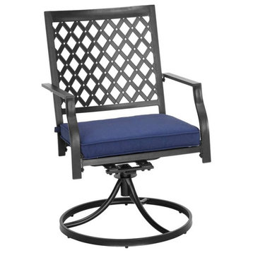 Set of 2 Patio Chair, Unique Design With Swiveling and Rocker Function, Blue
