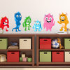 Monsters Fabric Wall Decals, Set of 6 Cute Monsters, Size Large