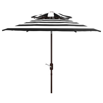 Safavieh Iris Fashion Line 9' Double Top Umbrella, Black/White