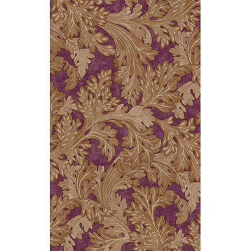 Curling Leaves Tropical Printed Wallpaper 57 Sq. Ft., Berry, Double Roll