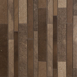 Lucca Textured Linear Mosaic: 1'', 1-1/4'', and 2'' x 12'' in Autumn Brown - Wall And Floor Tile