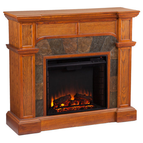 Joliet Convertible Electric Fireplace, Mission Oak