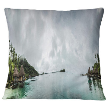 Amazing Bora Bora Panoramic View Seascape Throw Pillow, 16"x16"