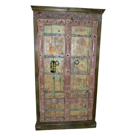 Mogul Interior - Consigned Distressed Reclaimed Antique Hand-Carved Furniture - Armoires And Wardrobes