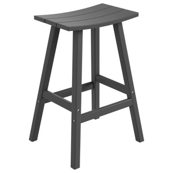 Florence Outdoor 29" HDPE Plastic Saddle Seat Barstool in Gray